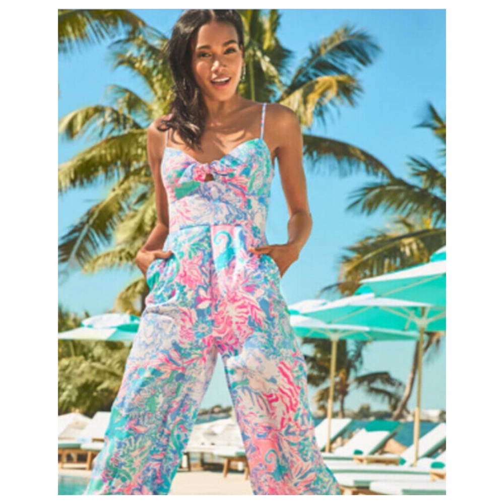 🌟Lilly Pulitzer Womens Blue Peri Viva La Lilly Bente Jumpsuit 💫